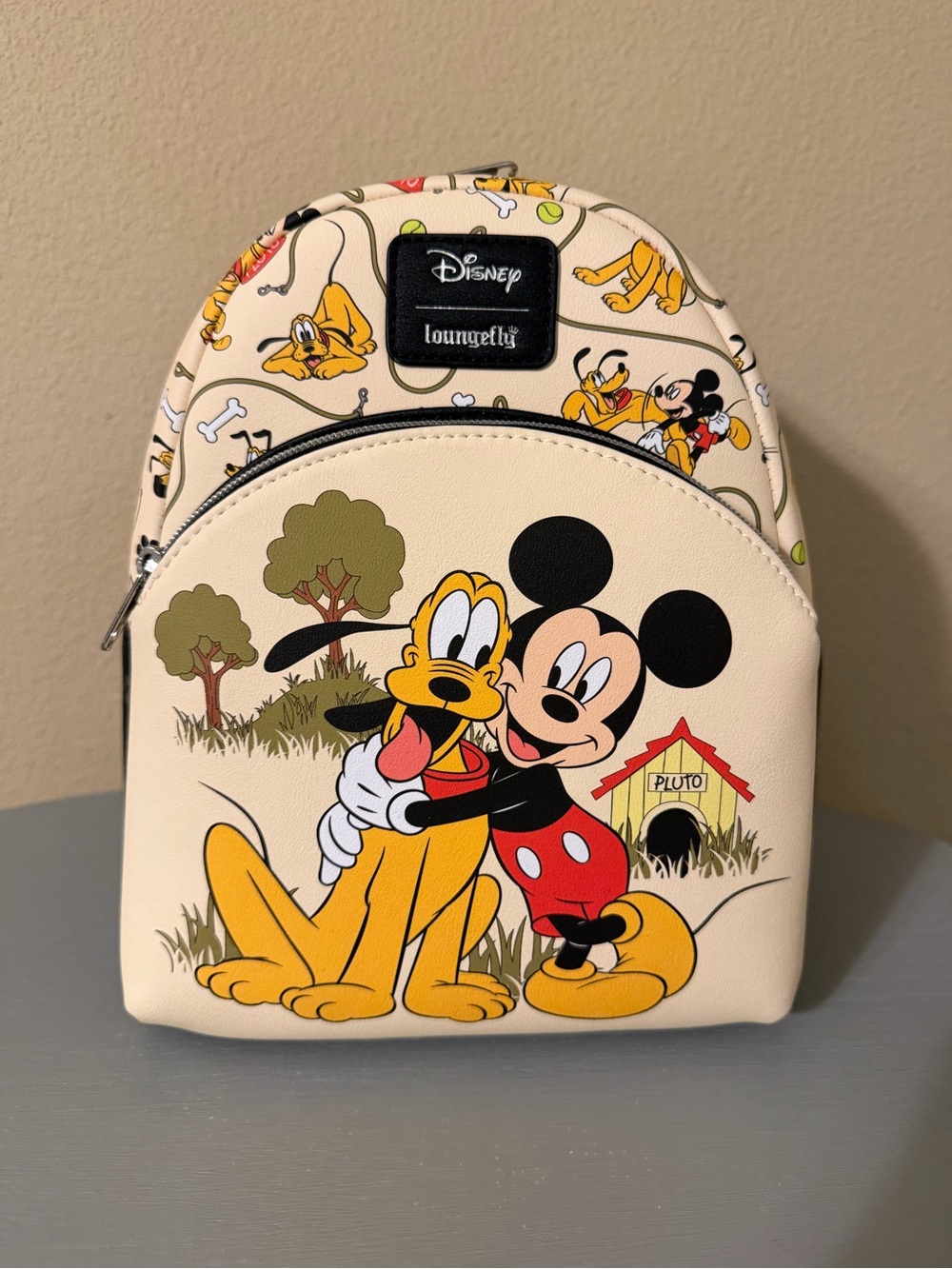 Disney x Loungefly Cream Mickey & Pluto Mini Backpack